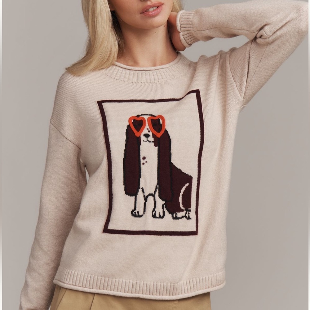 FLAT WHITE Crew Neck Sweater - Neutral Dog - XS
